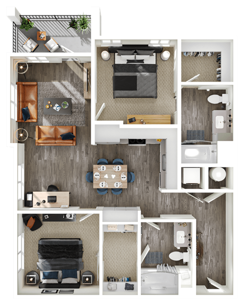 Halogen Apartments B2 3D Floor Plan